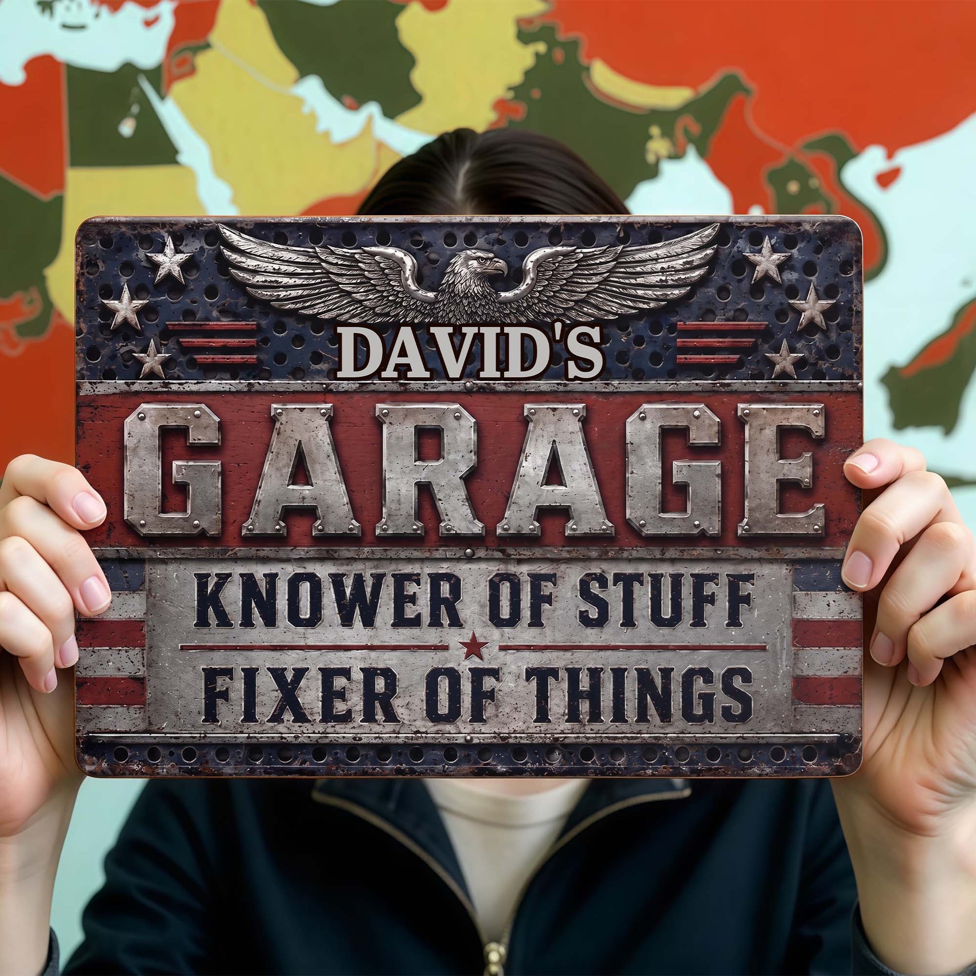 Garage Knower Of Stuff Fixer Of Things - Personalized Metal Sign for Workshop Decor