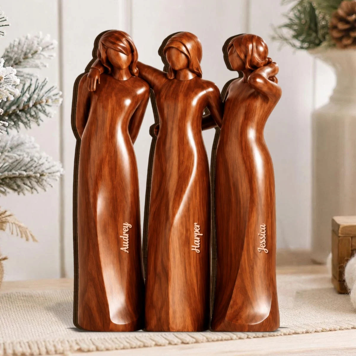 Embracing Figures Personalized Sisters Wooden Block - Sisterhood Keepsake Gift for Best Friends