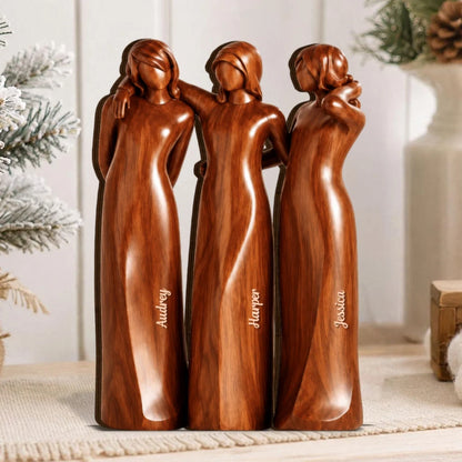 Embracing Figures Personalized Sisters Wooden Block - Sisterhood Keepsake Gift for Best Friends