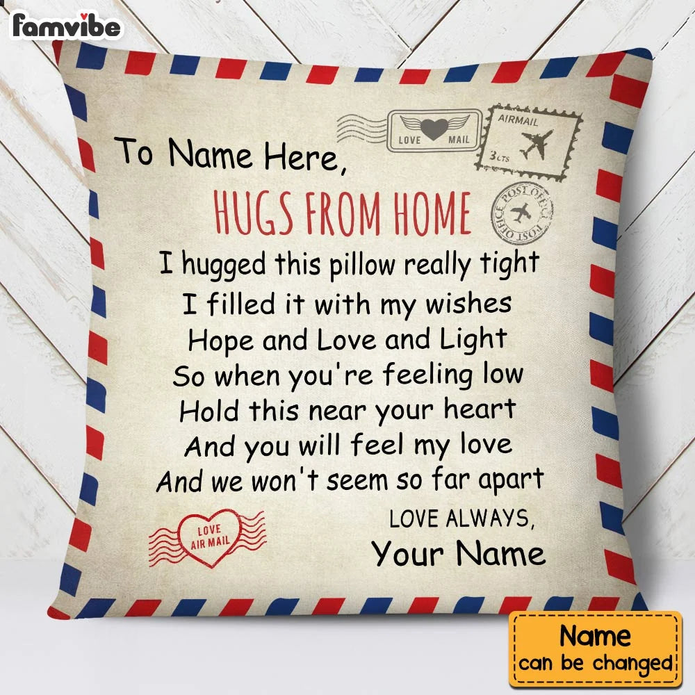 Personalized Long Distance Pillow personalization view for Daughter/Granddaughter