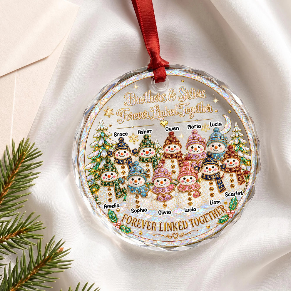 Personalized Sibling Glass Ornament - Custom Christmas Keepsake Gift
