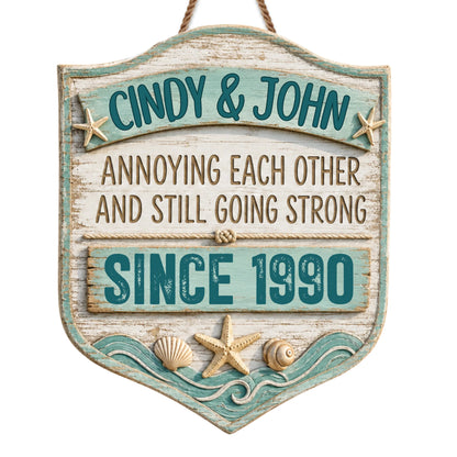 Personalized couple anniversary wood sign with starfish design for custom husband and wife gift image 7