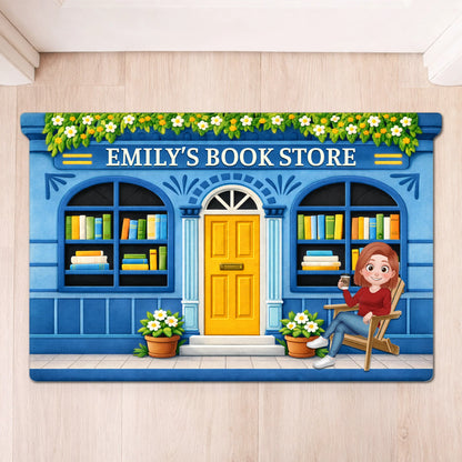 Custom Book Store Shaped Doormat - Personalized Front Door Welcome Mat for Book Lovers