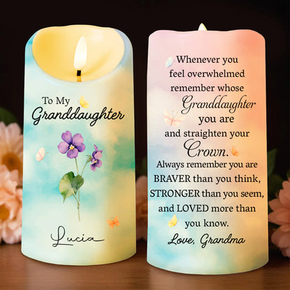 Custom Granddaughter Led Candle for Daughter/Granddaughter with personalized design details for meaningful gifting