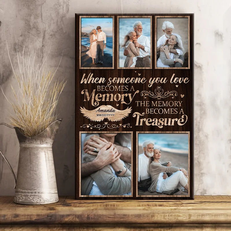 "When Someone You Love Becomes A Memory" Personalized Memorial Canvas / Poster - Custom Photo Loss Keepsake Gift for Family