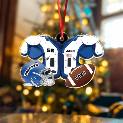 Custom Football Gear Acrylic Ornament - Personalized Christmas Keepsake for Players