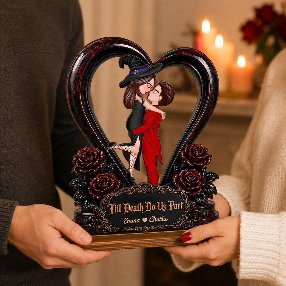 Personalized Halloween Couple Plaque for Wife with personalized design details for meaningful gifting image 8