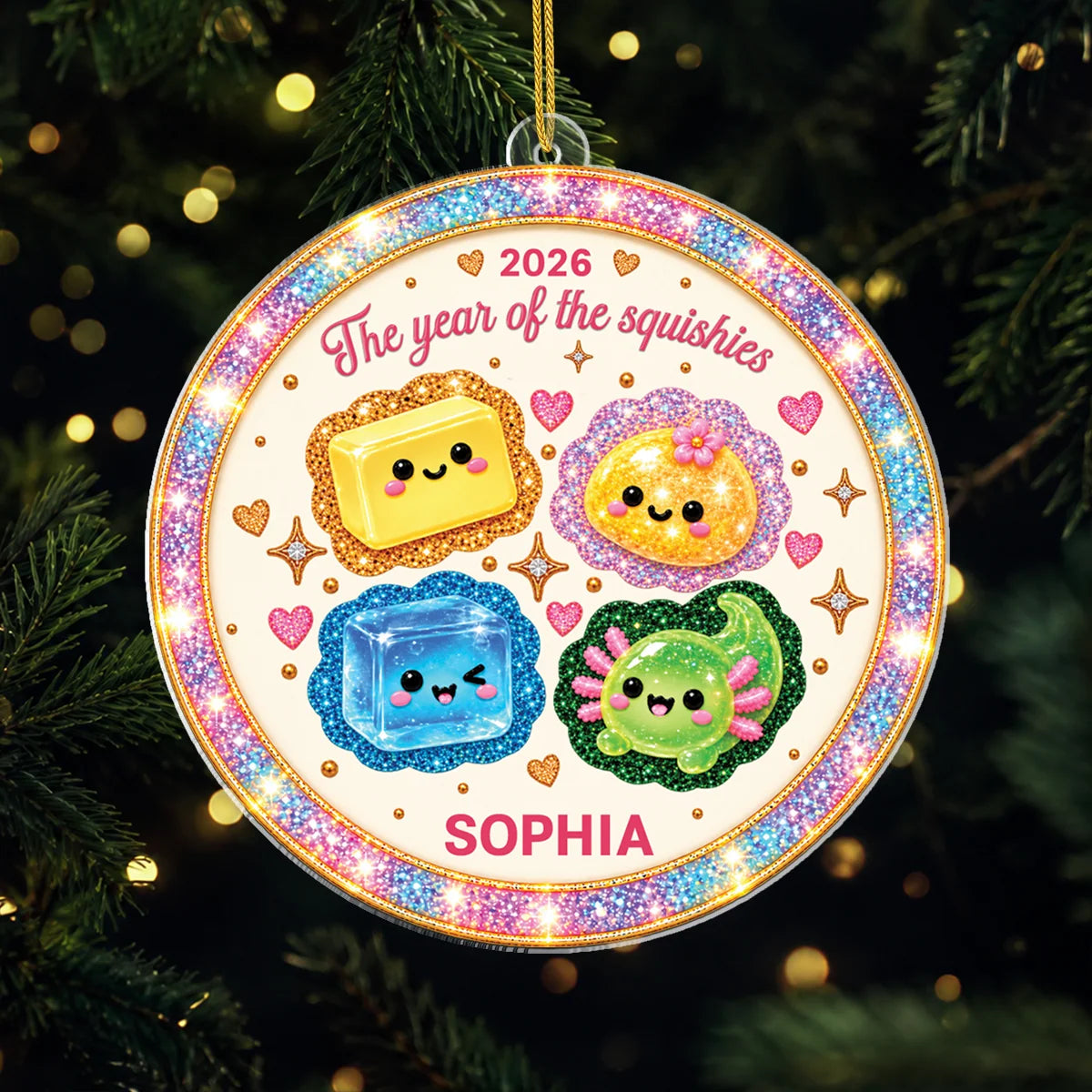 The Year Of The Squishies Personalized Acrylic Ornament - Custom Christmas Keepsake Gift for Kids & Babies