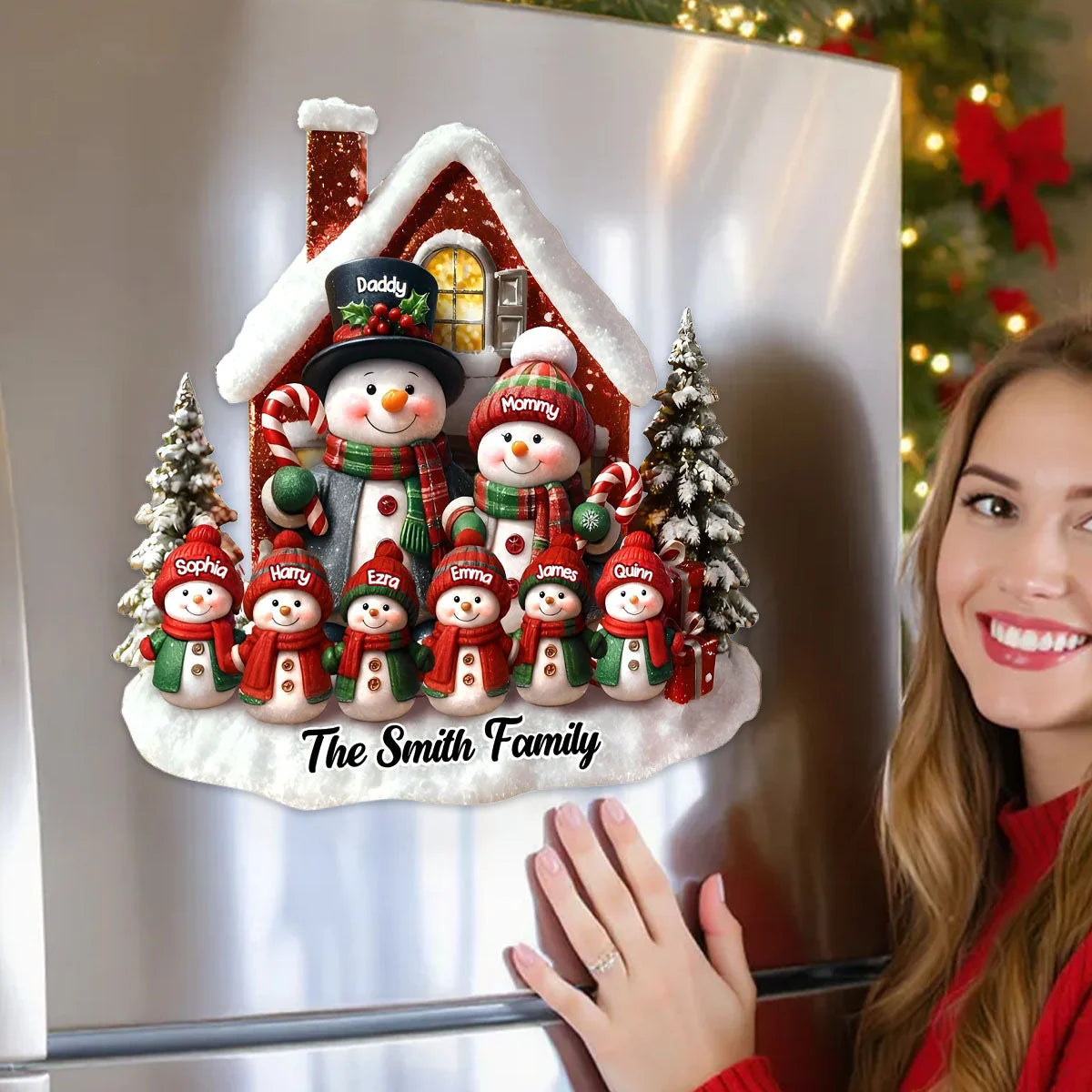 Personalized Snowman Family Christmas Decal - Custom Holiday Sticker with Names
