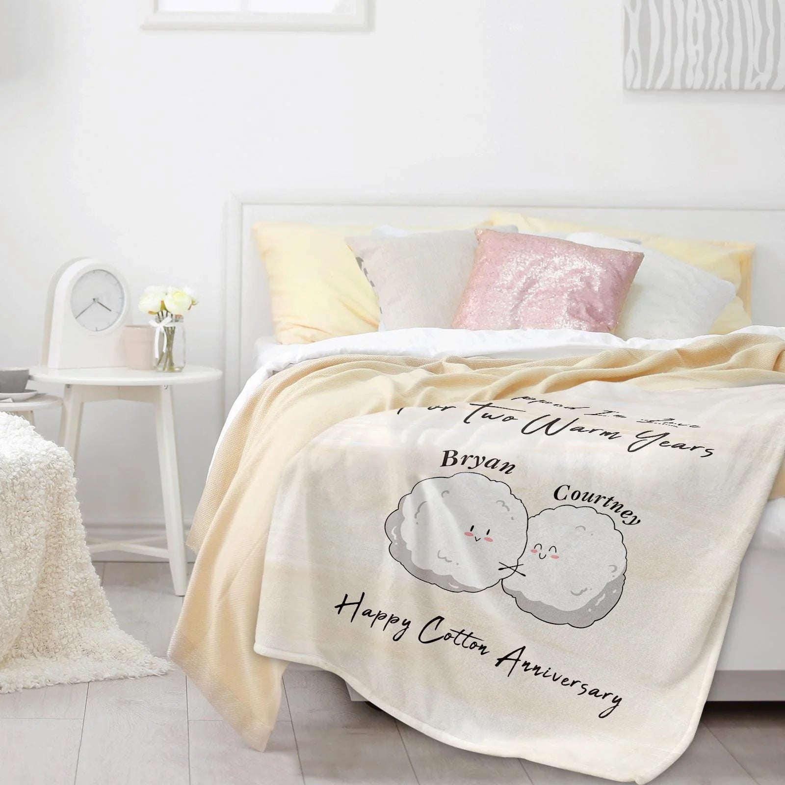 Custom 2Nd Cotton Anniversary Blanket personalization view for Wife