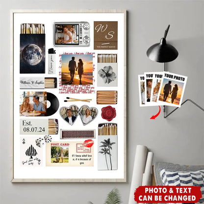 Love Story Photo Collage Personalized Canvas / Poster - Custom Anniversary Wall Art Gift for Couples