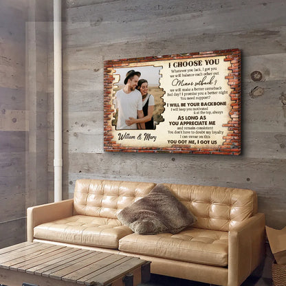 I Choose You Personalized Couple Photo Canvas / Poster - Custom Romantic Wall Art Gift for Anniversary