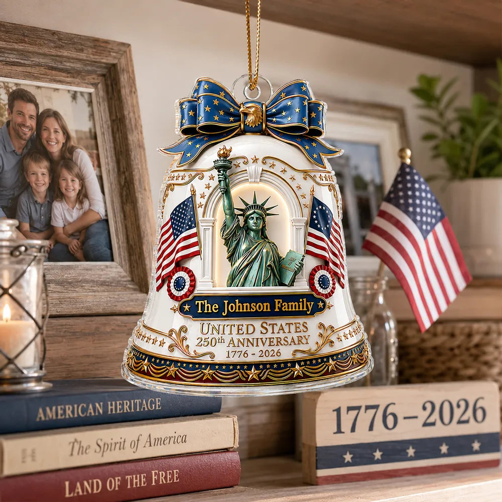 United States 250th Anniversary Personalized Acrylic Ornament - Custom Family Patriotic Christmas Decor