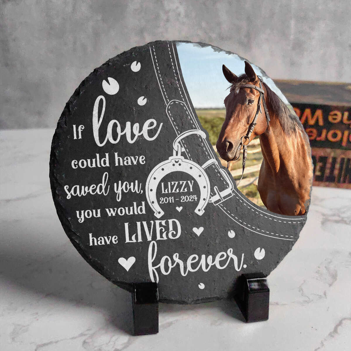 Personalized Horse Photo Memorial Stone - Custom Equestrian Loss Tribute Gift