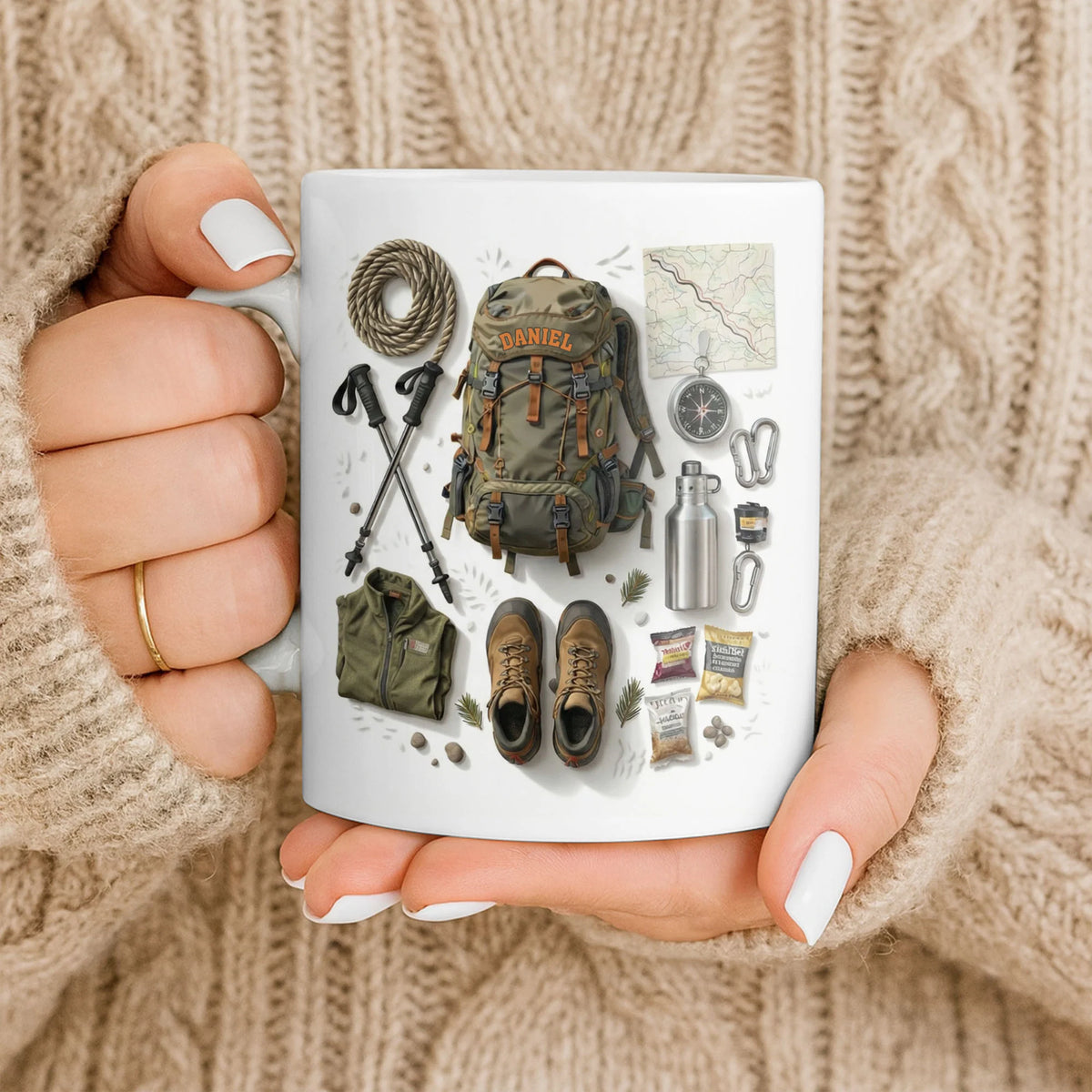 Customize Essential Outdoor Adventure Gear Backpack, Boots, Map