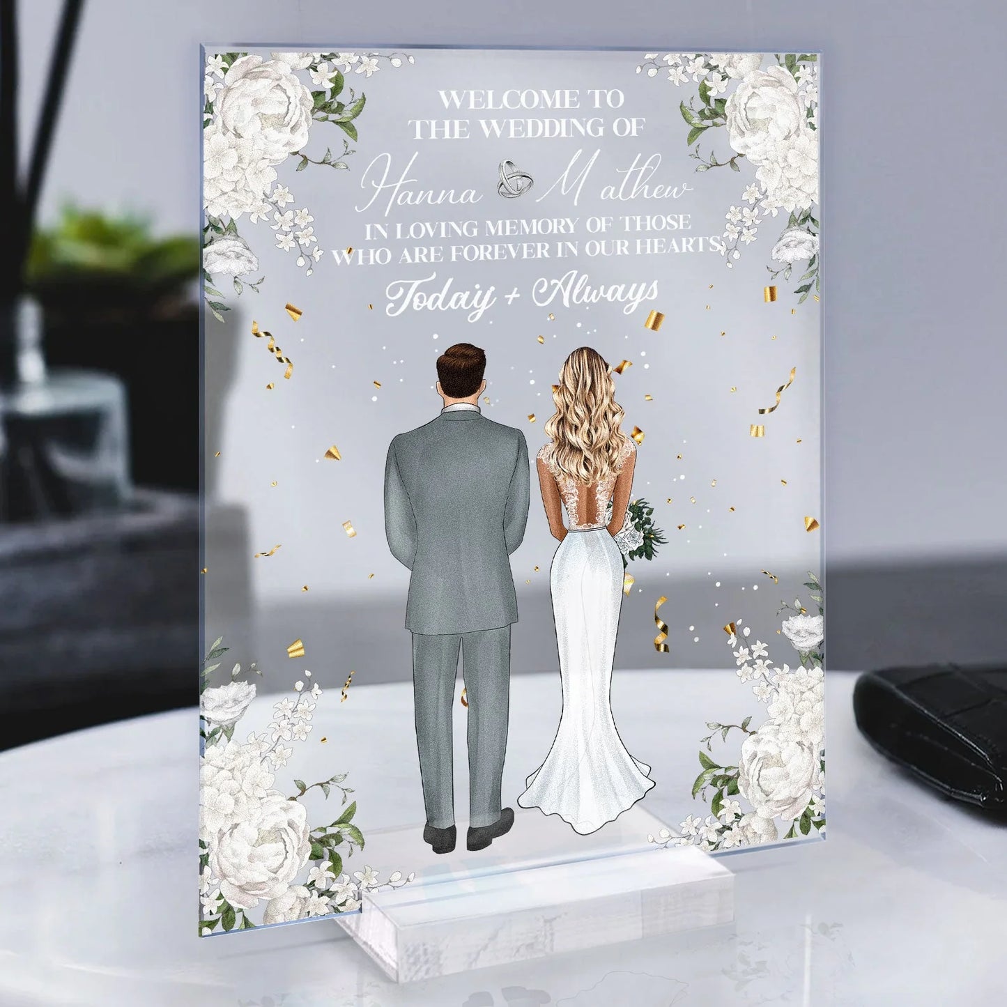 Wedding Memorial Acrylic Plaque personalization view for Couples
