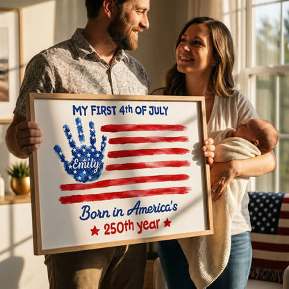 Canvas / Poster material and size view - Personalized Baby First 4Th Of July Canvas Print