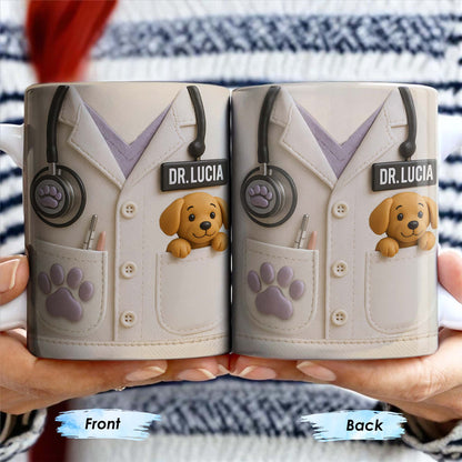 Personalized Vet Lab Coat Coffee Mug - Custom Veterinarian Gift for Dog Lovers and Vet Techs