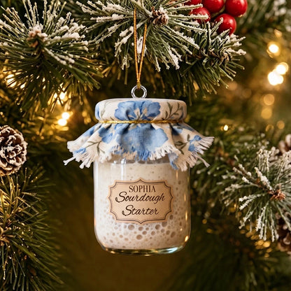 Sourdough Starter Jar Personalized Christmas Acrylic Ornament - Custom Gift for Home Bakers