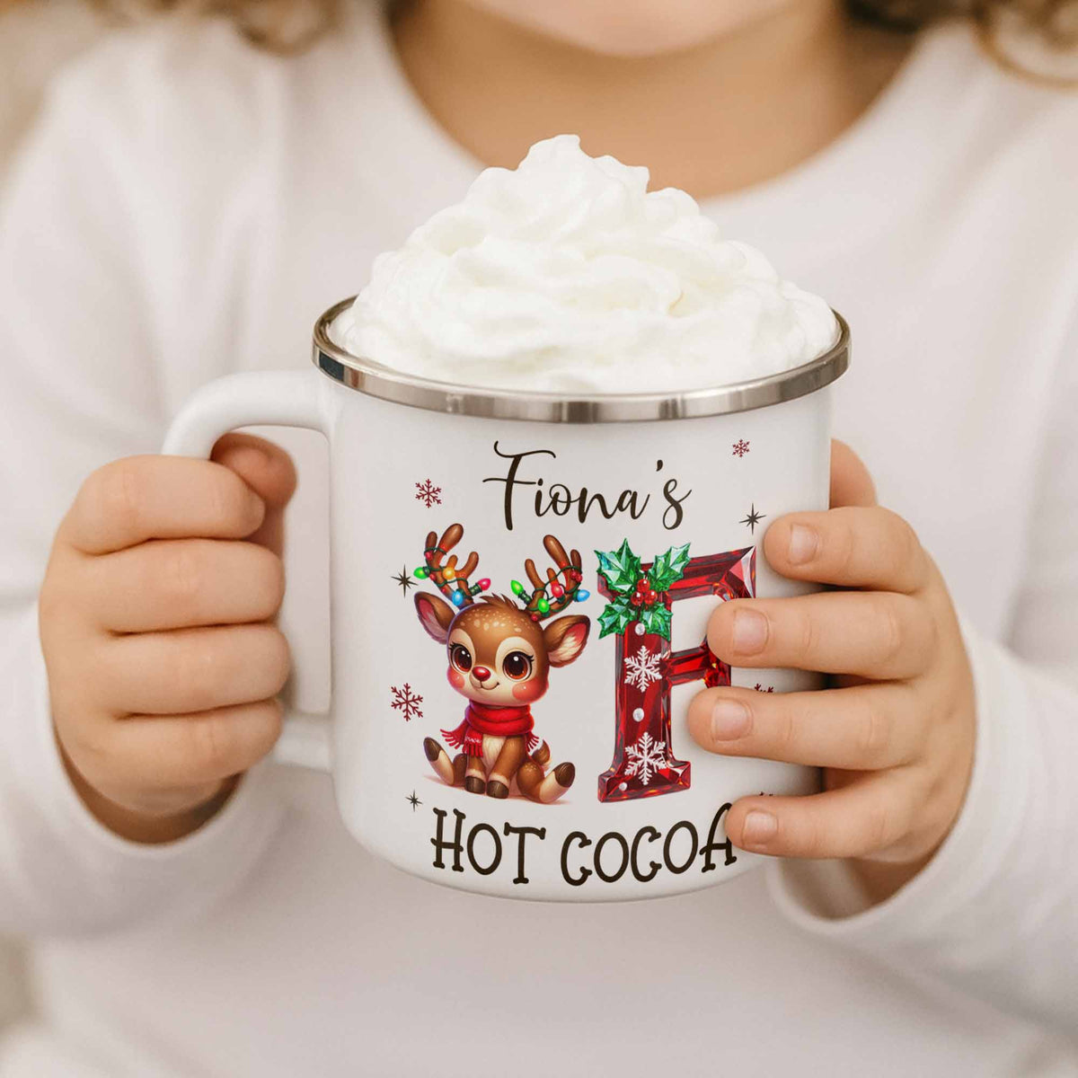 Steaming Hot Cocoa To Warm Your Heart, Reindeer And Candy Cane