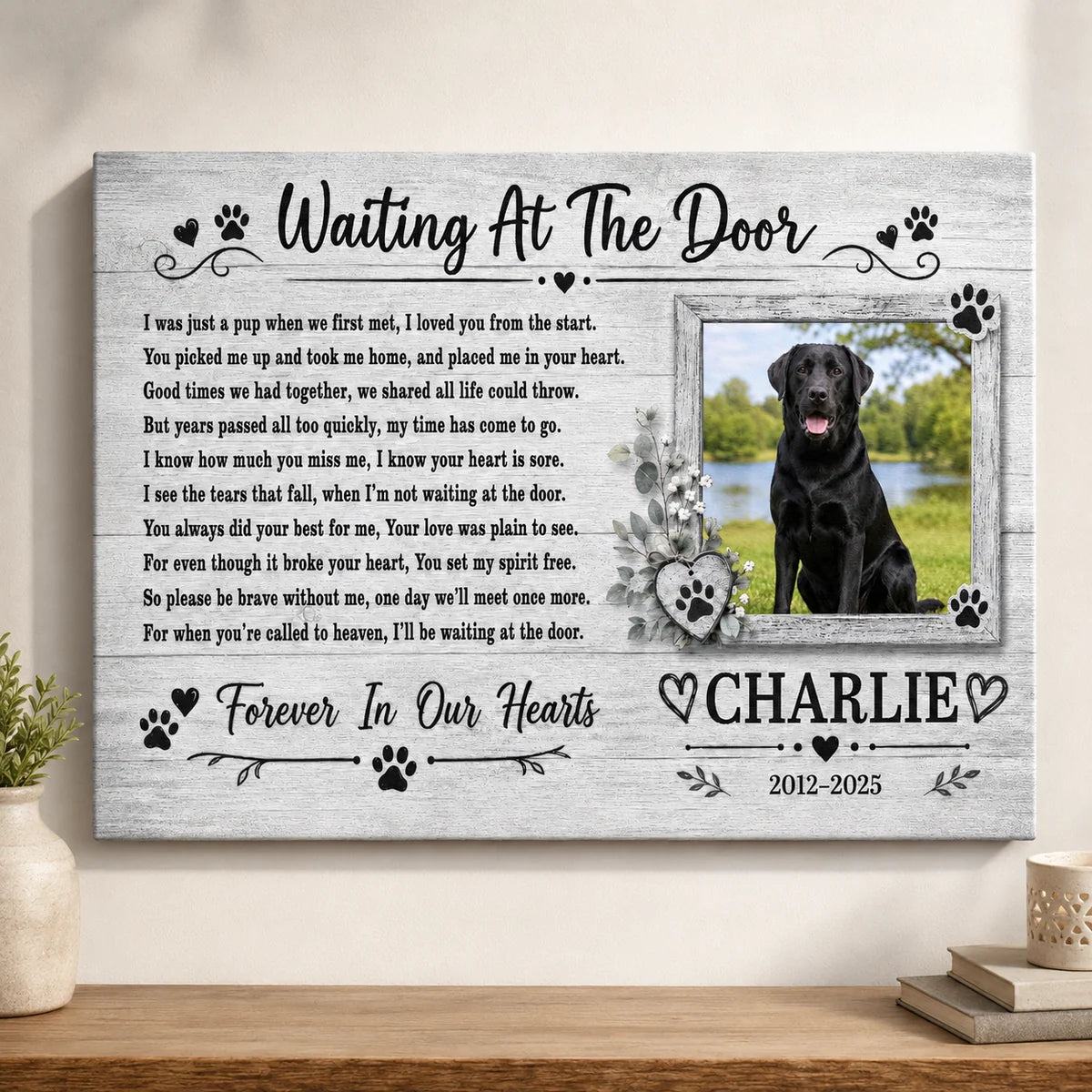 "Waiting At The Door" Personalized Pet Memorial Canvas / Poster - Comfort Gift for Dog Lovers