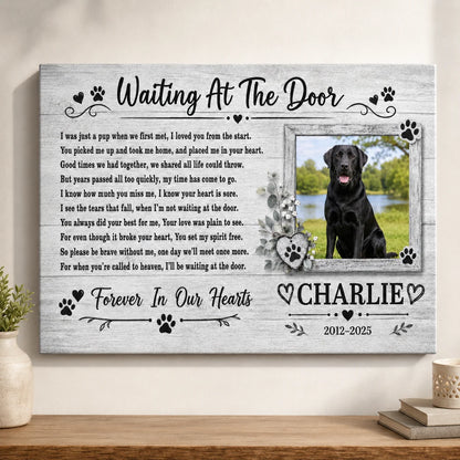 "Waiting At The Door" Personalized Pet Memorial Canvas / Poster - Comfort Gift for Dog Lovers