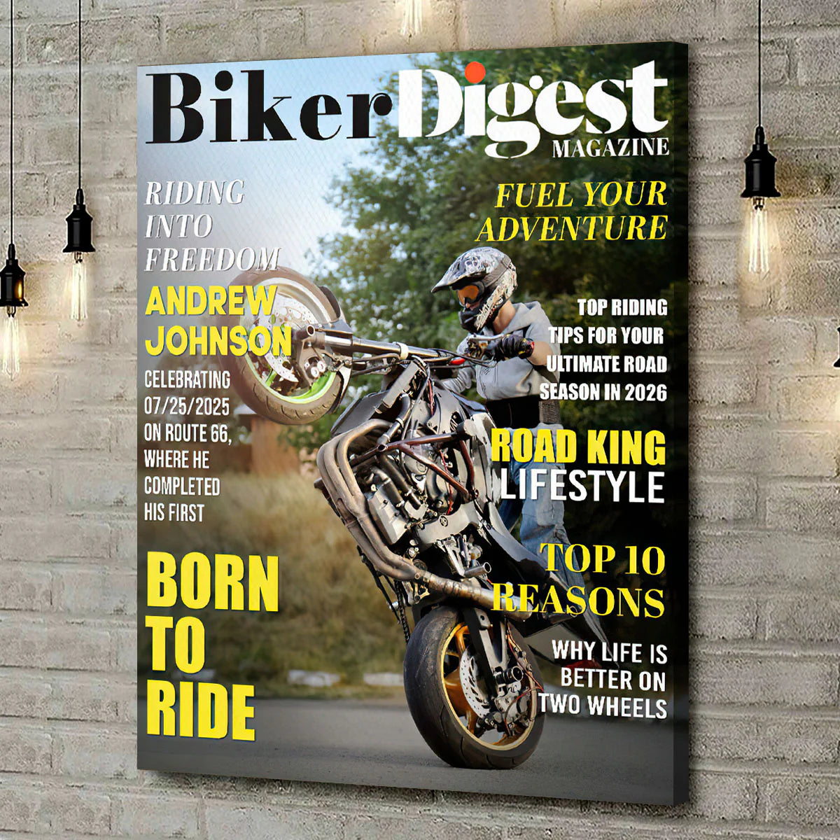 Personalized Biker Magazine Canvas for Dad with personalized design details for meaningful gifting image 6