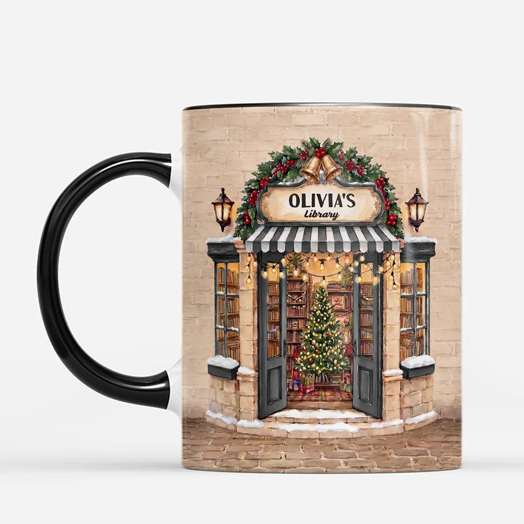 Custom Bookstore Ceramic Mug - Personalized Christmas Gift for Book Lovers