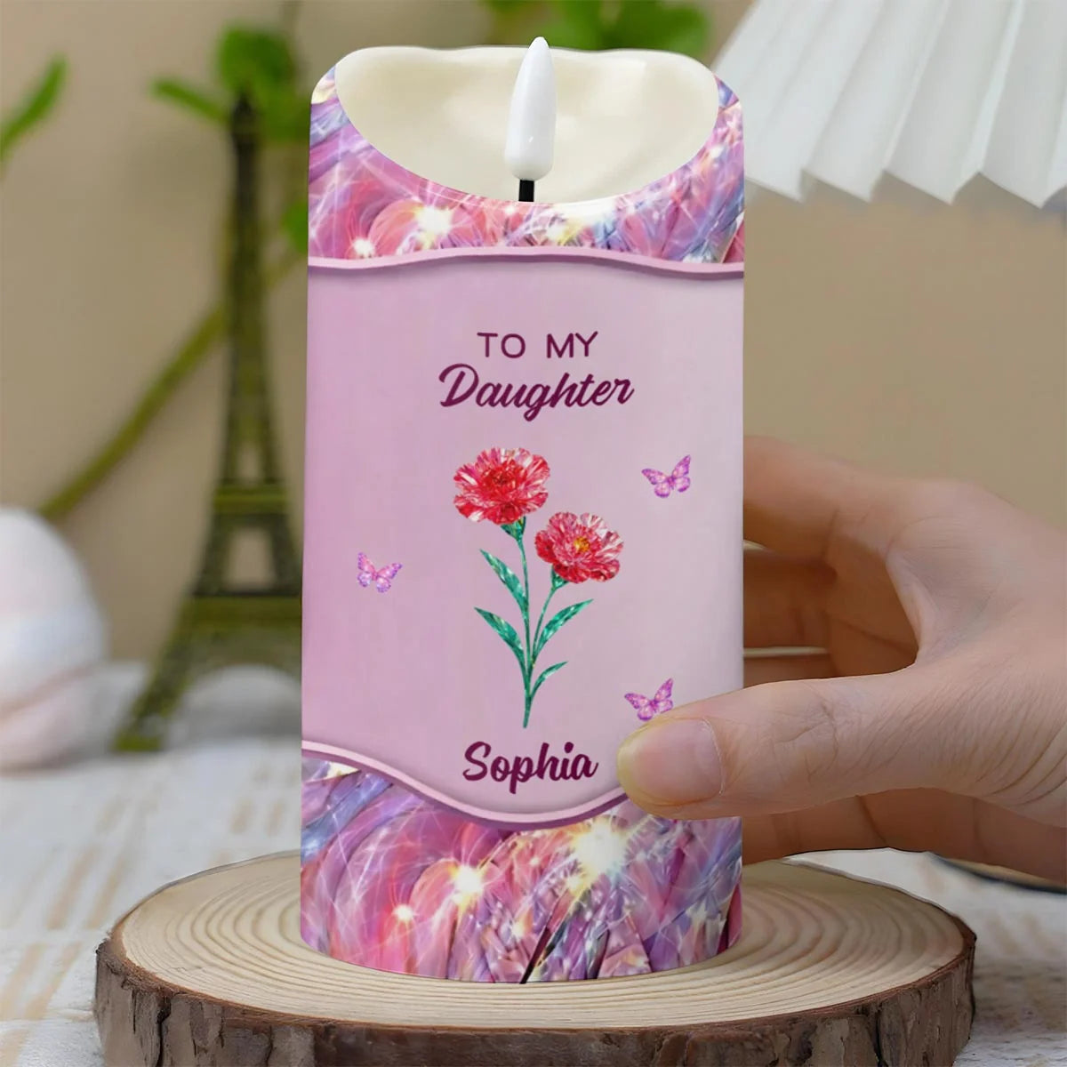 To My Daughter, Flowers And Butterflies Love Message