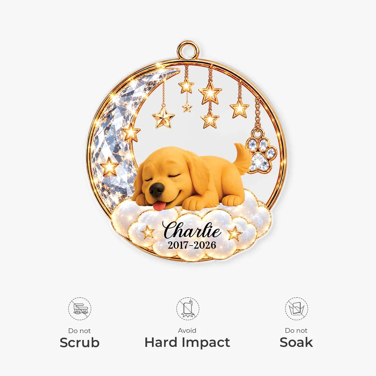 In Loving Memory Personalized Dog Memorial Acrylic Ornament - Custom Sleeping Pup Keepsake Gift