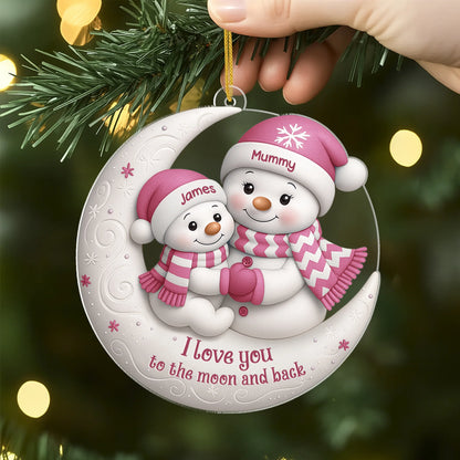 "I Love You To The Moon And Back" Personalized Acrylic Ornament - Christmas Gift for Mom or Grandma
