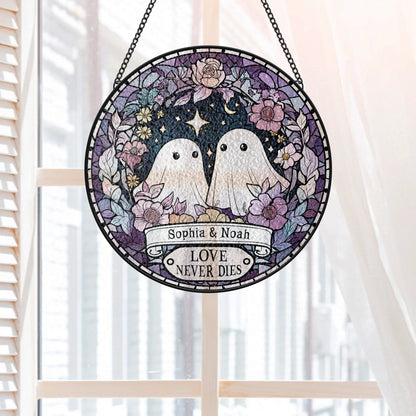 "Till Death Do Us Part" Personalized Ghost Glass Suncatcher Ornament - Custom Couple Wedding Anniversary Gift