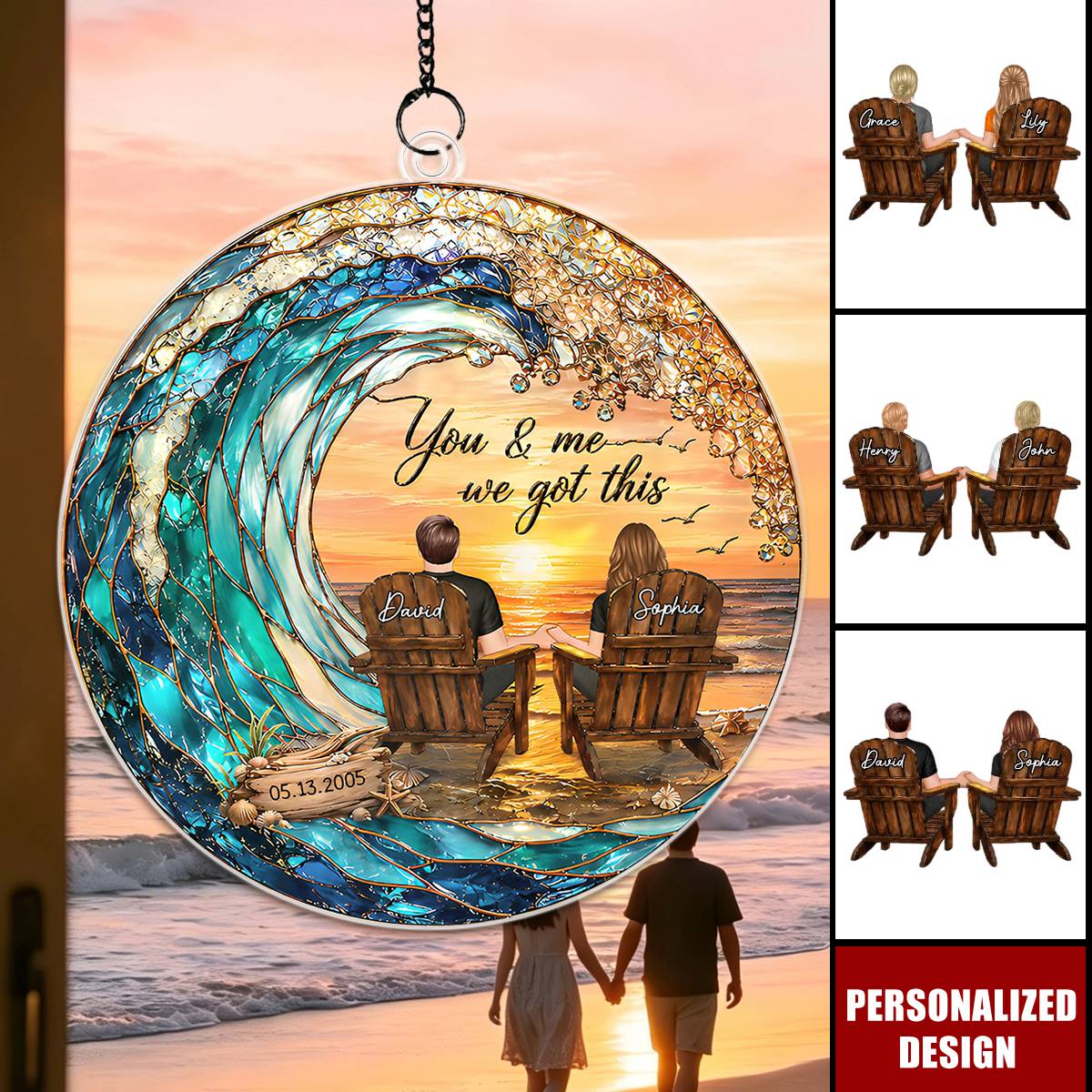 Personalized Couple Suncatcher personalization view for Couples