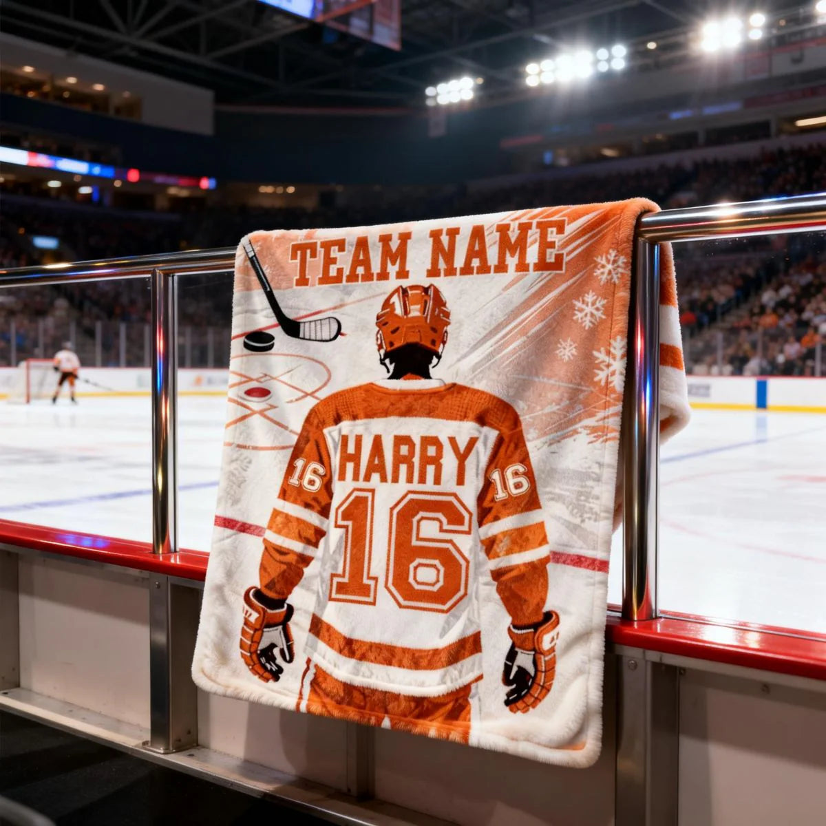 Blanket material and size view - Personalized Hockey Blanket