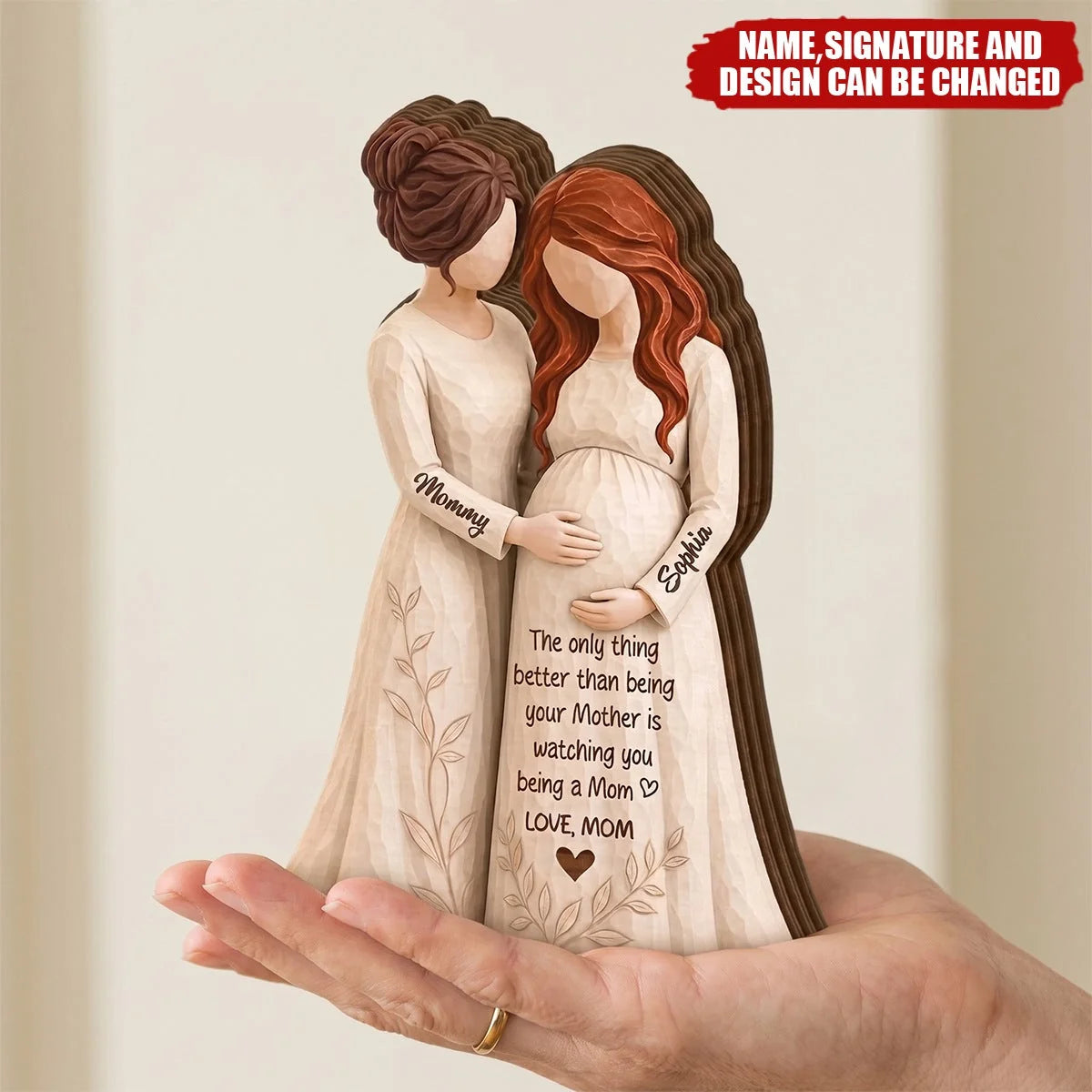 Watching You Become a Mom - Personalized Wooden Block Gift for Expecting Daughter