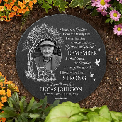 A Limb Has Fallen from the Family Tree - Personalized Photo Memorial Stone for Family
