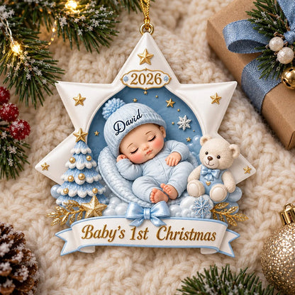 Baby's 1st Christmas Personalized Wooden Ornament - Newborn Holiday Keepsake