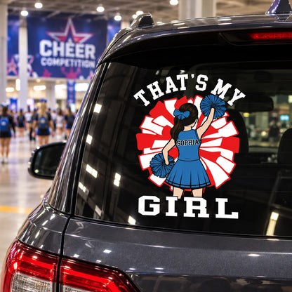 Personalized That's My Girl Cheerleadering Car Decal, Custom Cheerleader Player Name & Number Sticker, Gift for Sports Moms and Dads T1807 T24