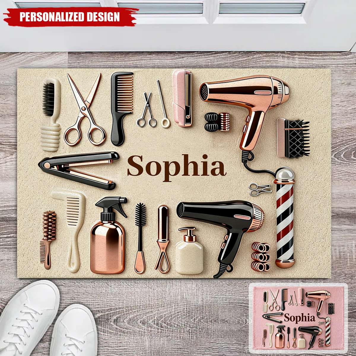 Proud Hairdresser Personalized Hair Stylist Doormat - Custom Salon Name Welcome Rug for Coworker