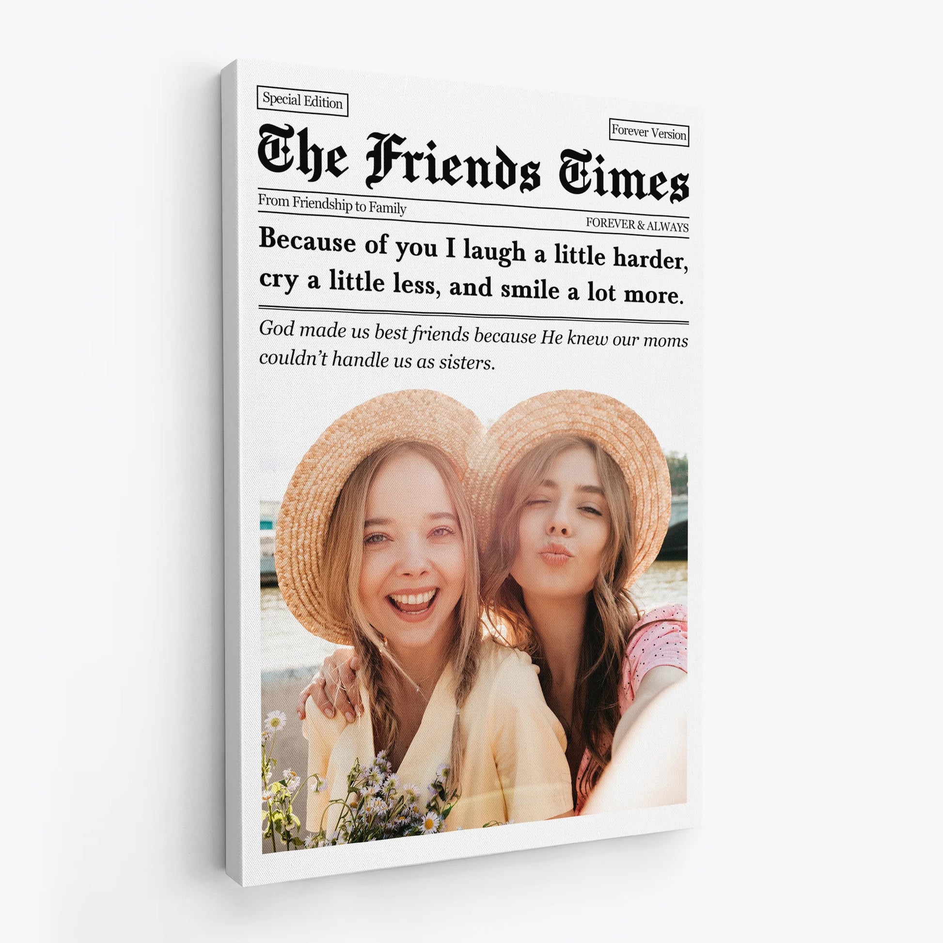 Custom Best Friend Newspaper Canvas personalization view for Best Friends