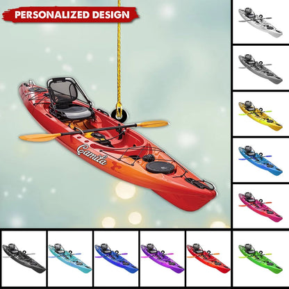 Custom Name Kayak Acrylic Ornament - Personalized Water Sports Paddling Keepsake Gift