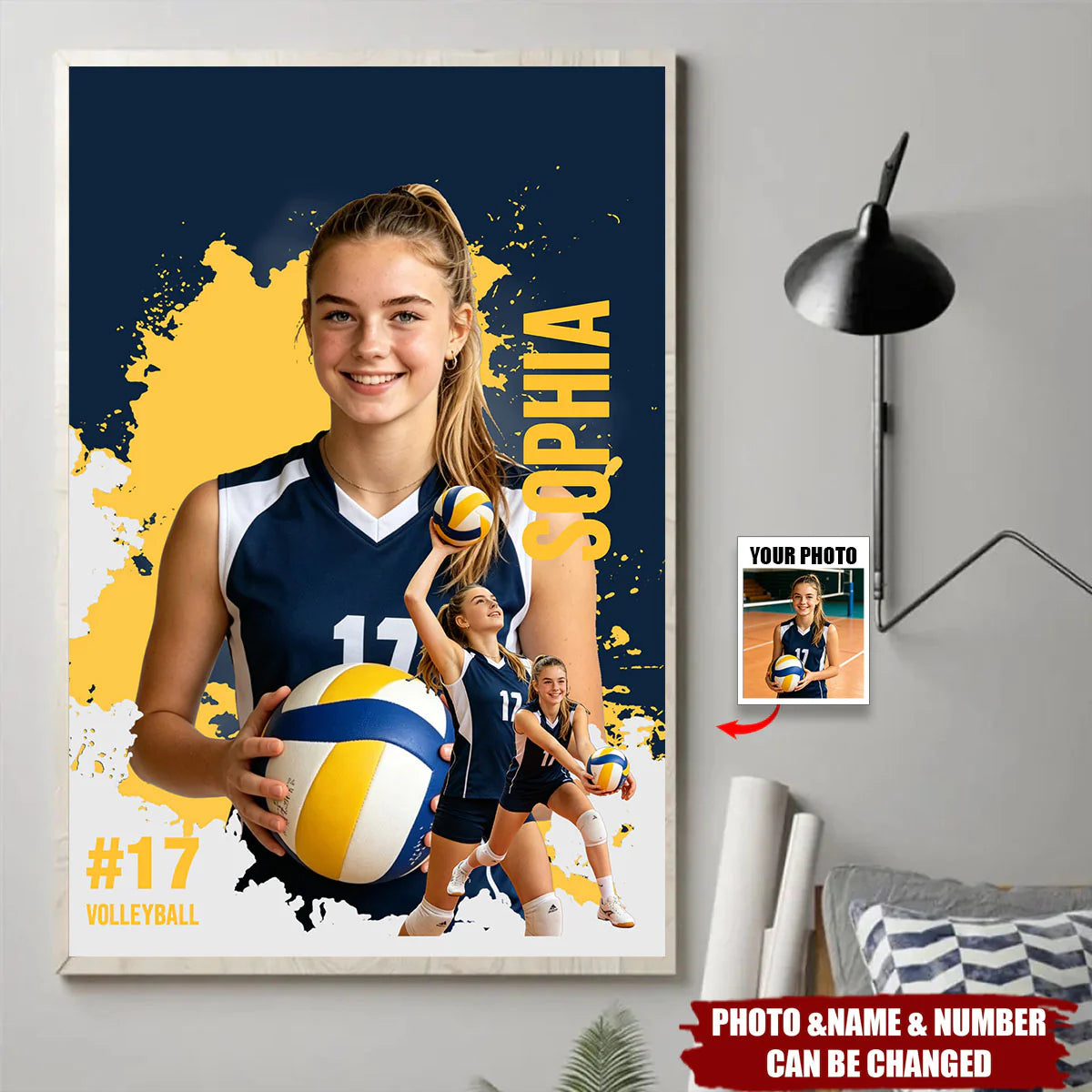 Custom Sports Canvas Wall Art personalization view for Son/Grandson