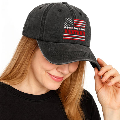 Personalized Usa Baseball Denim Cap personalization view for Dad