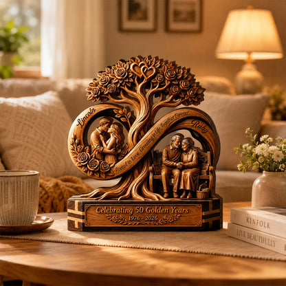 Personalized 50th anniversary gift custom 3-layered wooden plaque with a couple and tree design image 6