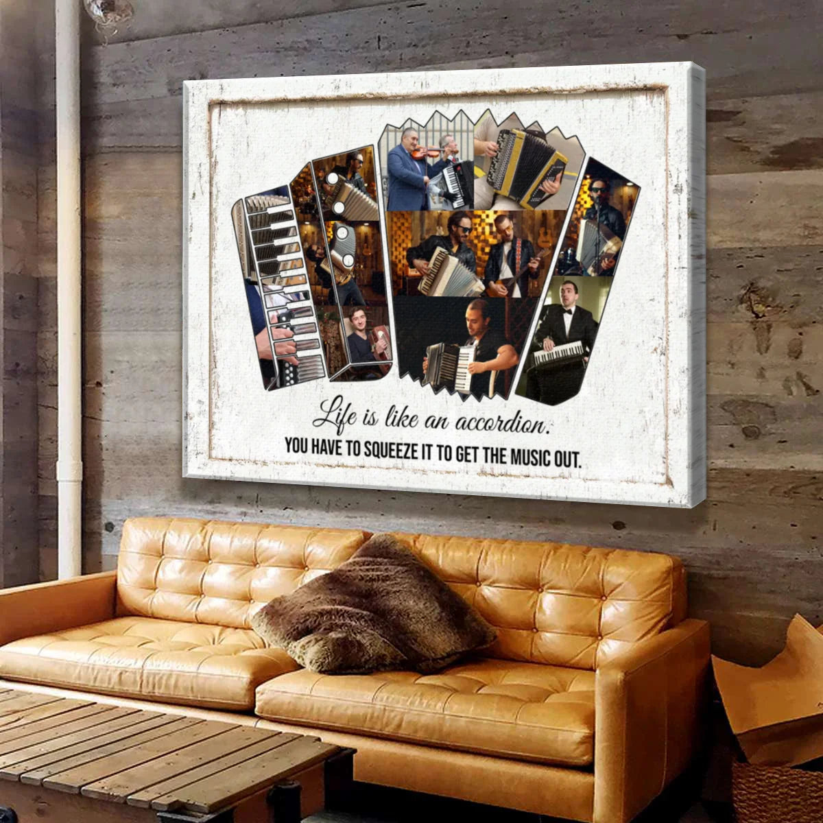 "Life Is Like An Accordion" Personalized Accordion Music Photo Collage Canvas / Poster - Custom Gift For Accordionist Music Studio Decor