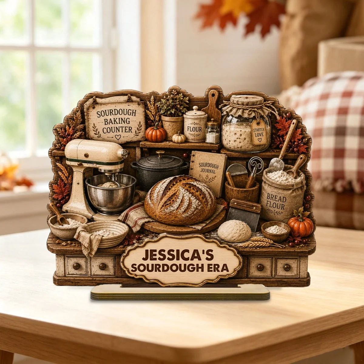 Personalized Sourdough Era Wooden Plaque - Custom Sourdough Baking Counter Gift for Home Bakers