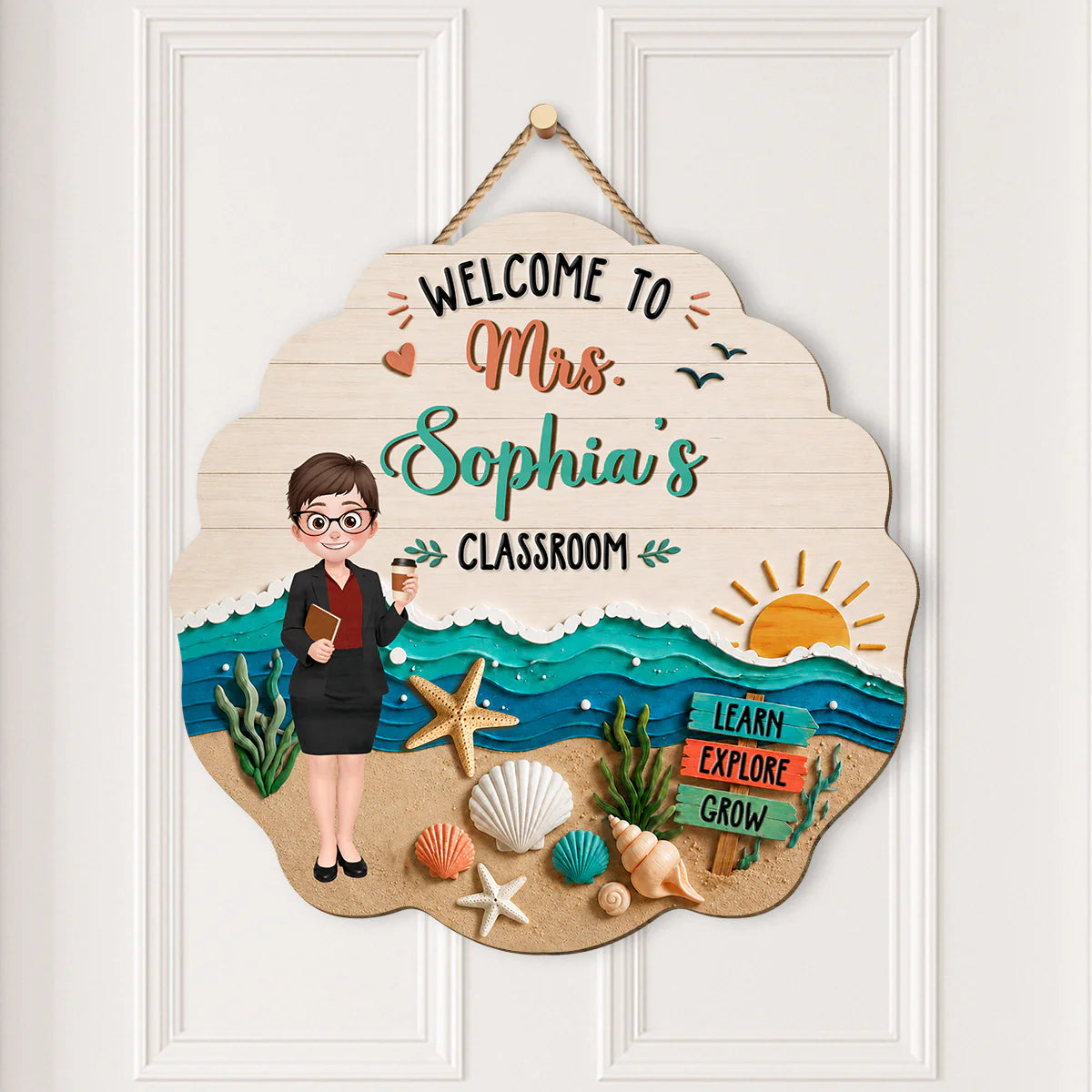 Personalized Teacher Classroom Wood Sign for Teacher with personalized design details for meaningful gifting
