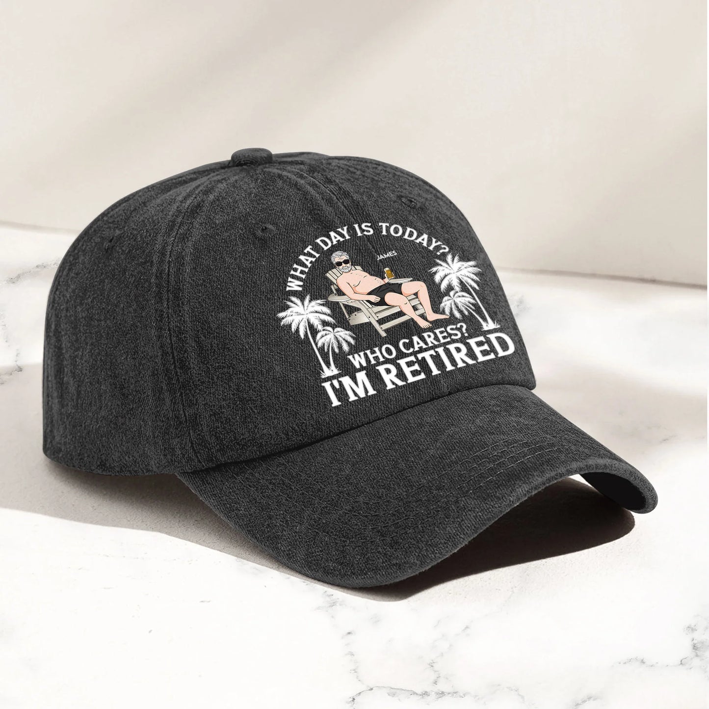 Personalized Retirement Denim Cap personalization view for Dad
