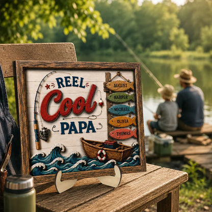 Personalized Fishing Dad Wood Sign for Dad with personalized design details for meaningful gifting