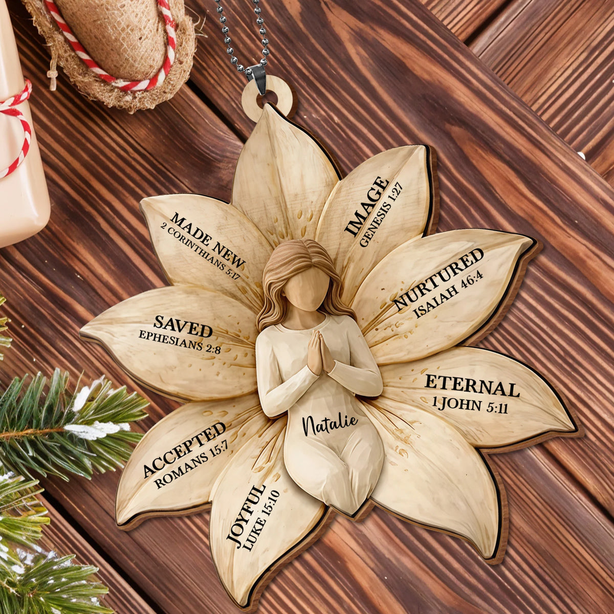 Made New, Saved, Joyful Angel Wood Ornament
